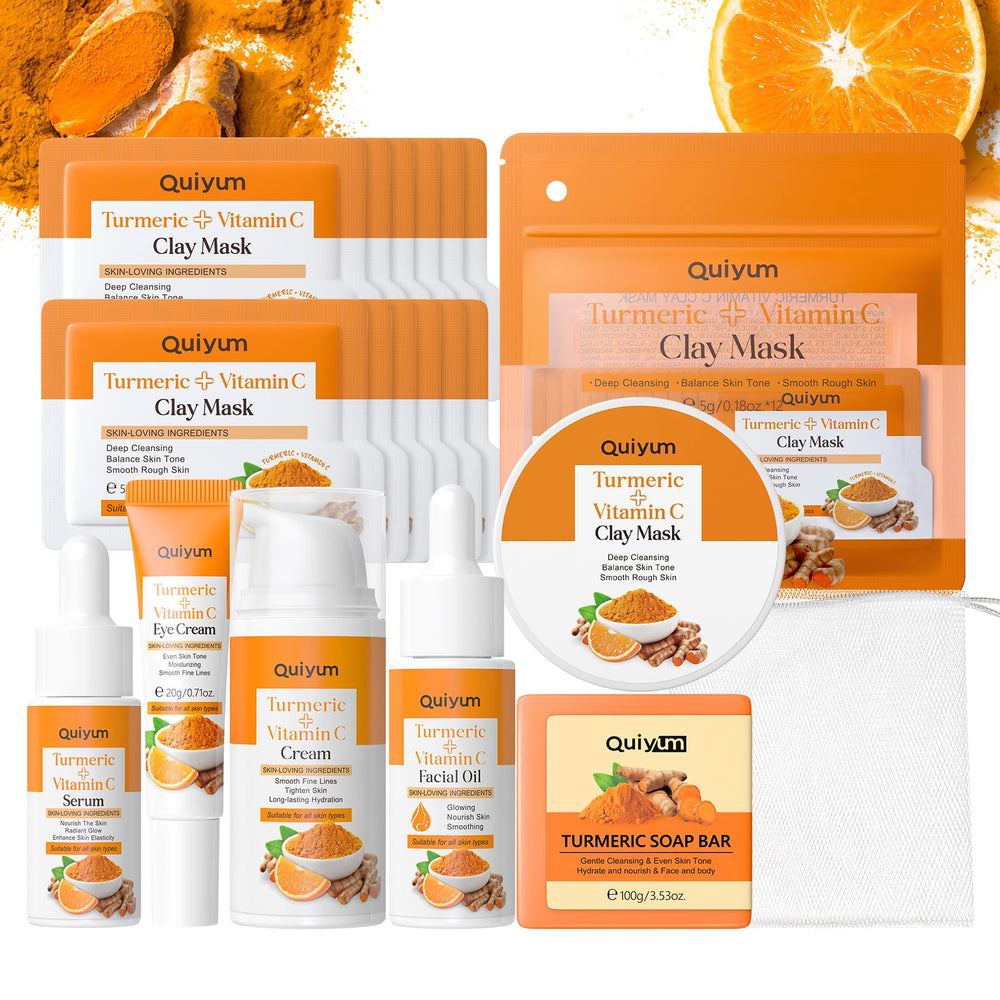 QUIYUM Turmeric Vitamin C Serum bottle, boosts glow for daily routine