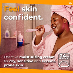 QV Cream lid off displaying rich fragrance-free formulation and smooth texture.