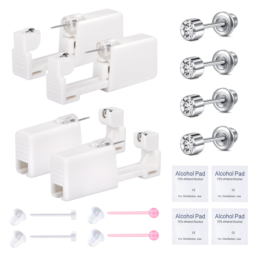 QWALIT ear piercing gun kit shows two pairs for easy at-home piercing and style updates