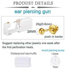 QWALIT Gold Ear Piercing Gun close-up shows hygienic, polished design