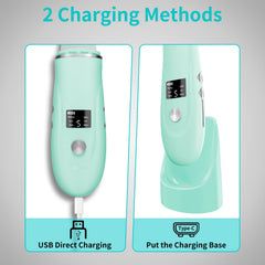 QYCSL Face Scrubber LED display shows mode and battery status at a glance.