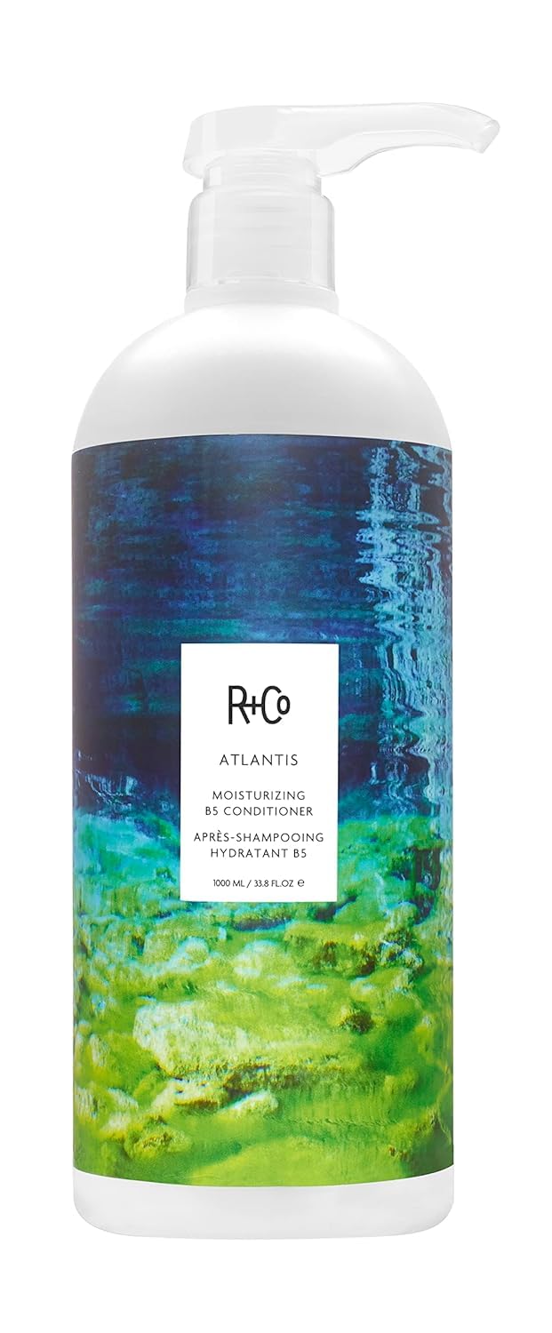R+Co Atlantis conditioner bottle showing deep hydration for dry hair
