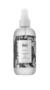 R+Co Dallas hair thickening spray bottle shows root lift for voluminous blowouts
