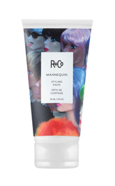 r+co mannequin styling paste jar close-up showing matte texture and flexible hold.
