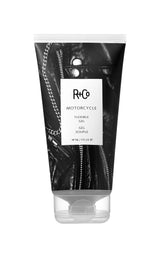 R+Co Motorcycle Flexible Gel packshot with sleek tube, offering gel-like hold and wax-like shine.