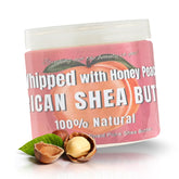 RA COSMETICS whipped-shea-butter jar closeup shows creamy moisture for skin and hair