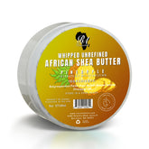 RA COSMETICS whipped shea butter pineapple tub label closeup for rich hydration.