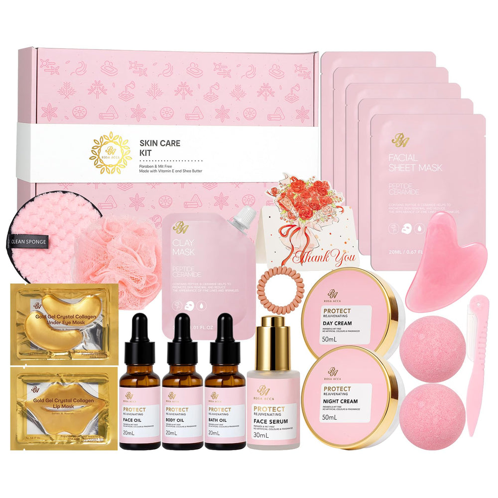 RA ROSA ACCA rose 23-pcs facial set for complete at-home spa routine
