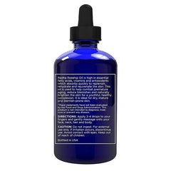 Radha Beauty Rosehip Seed Oil amber glass bottle highlights purity for skincare.