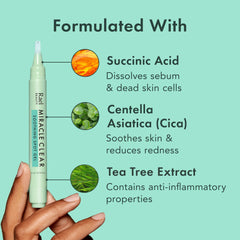 Rael tea tree and succinic acid highlight soothing action.