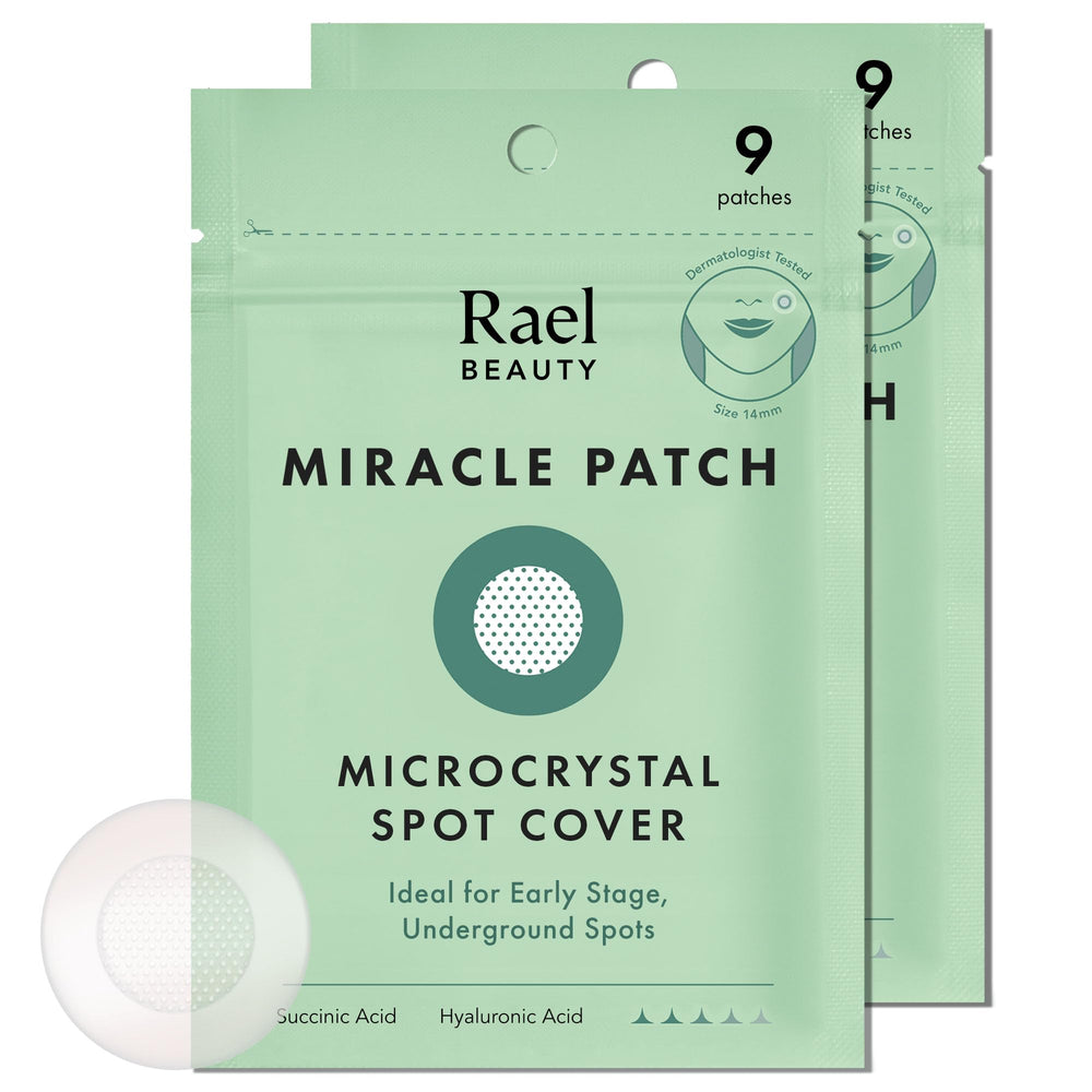 Rael pimple patches microcrystal box closeup for clear skin prep