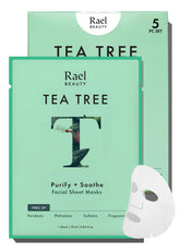 Rael Tea Tree Face Mask bamboo sheet pack for refreshing, purifying care.