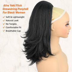 Rafabcici drawstring ponytail texture-yaki blends with blow-dried looks for natural styling.