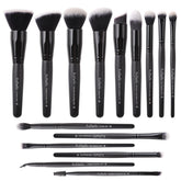 Raffaello 15-piece makeup brush set front view for complete face makeup versatility