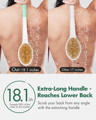Rafow stiff-soft double-sided brush delivers exfoliation and gentle cleansing for sensitive skin.