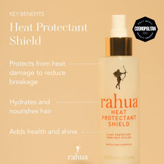 Rahua heat protectant spray mist on damp hair for even coverage