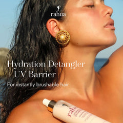 Rahua Hydration Detangler Spray mango fragrance evokes tropical styling vibe.