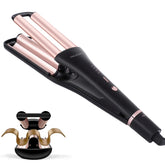 RAKUKOKKU 4in1 hair crimper with adjustable barrel creates versatile gold waves.