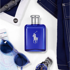 Ralph Lauren Polo Blue aftershave bottle complements the EDT for layered scent.