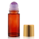 RAMFIYN amber glass roll-on bottle with purple crystal rollerball for precise essential oil application