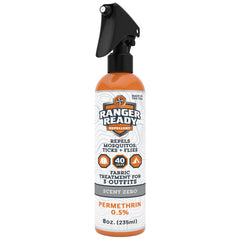 Ranger Ready Permethrin spray bottle front showing unscented fabric protection.