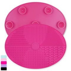 Ranphykx makeup brush cleaner mat hot pink side view for deep cleaning efficiency
