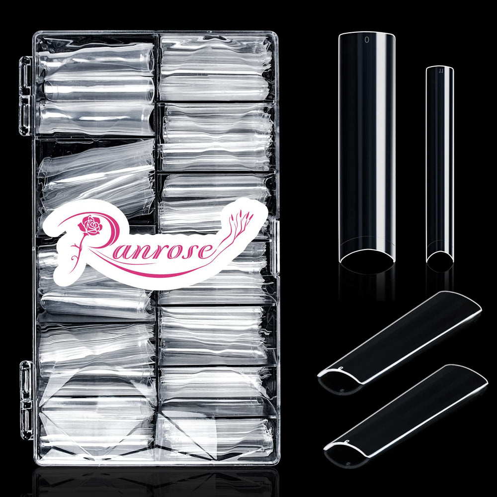 Ranrose clear extra long nail tips box for easy DIY extensions.