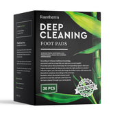 Rantherm Deep Cleansing Foot Pads packaging highlights bamboo vinegar essence for daily relaxation.