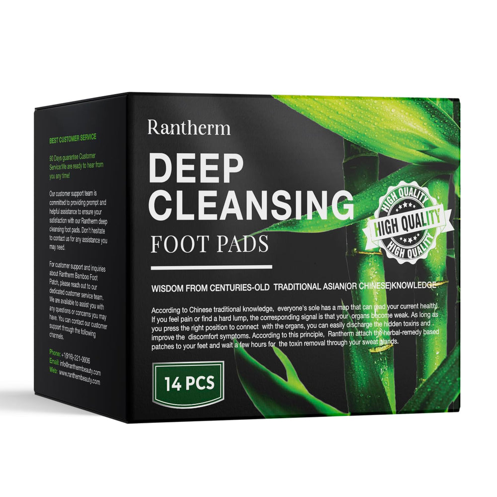 Rantherm foot pads bamboo-vinegar-ginger closeup for deep cleansing at night.
