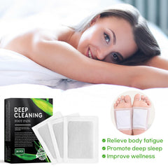 Rantherm foot patches on feet at bedtime demonstrate effortless application for a restful night.