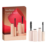 Rare Beauty Lash & Brow Essentials Set mascara wand demonstrates buildable volume for fuller lashes.