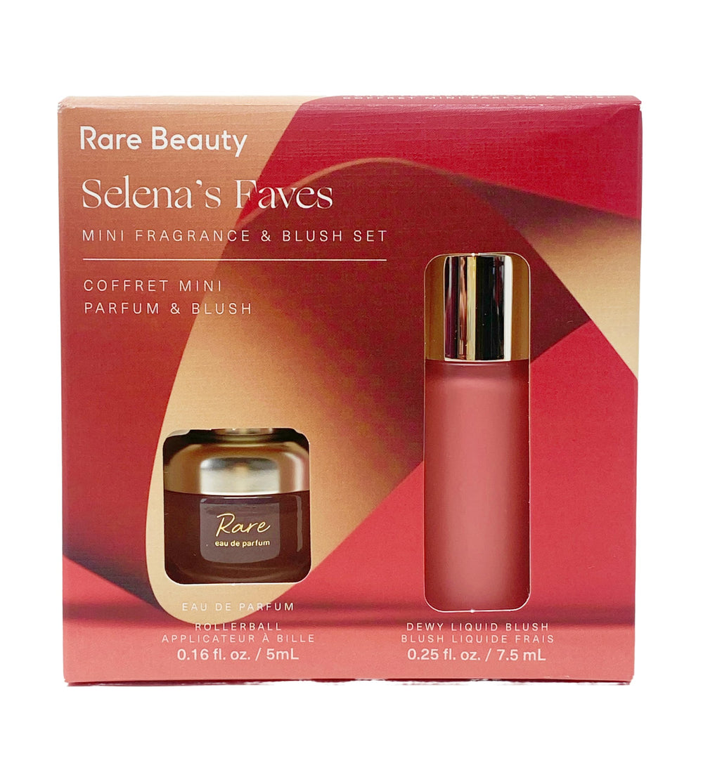 Rare Beauty Selena's Faves rollerball fragrance image highlighting warm caramel and sandalwood notes.