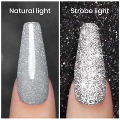 RARJSM Glitter Nail Polish Silver swatch reveals rich color and fine glitter.