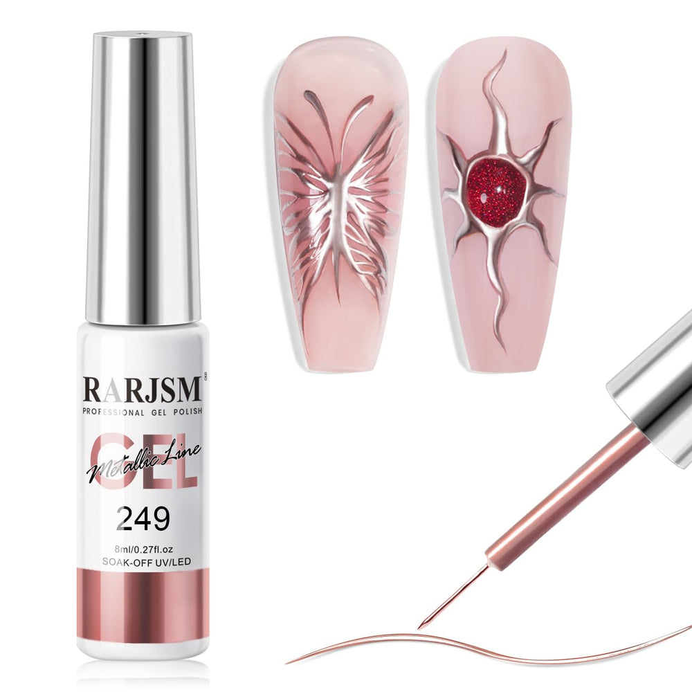 RARJSM metallic rose gold liner bottle for sleek nail art application