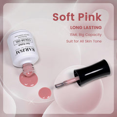 RARJSM Nude Gel Polish swatch shows sheer pink tone for buildable natural-to-opaque looks