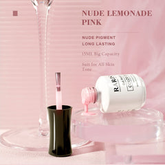 RARJSM nude pink translucent wear swatch demonstrates subtle, glossy finish