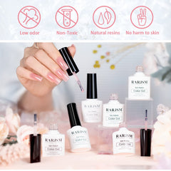 RARJSM sheer rose nude gel polish bottle ideal for subtle, skin-tone nails.