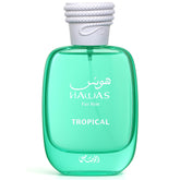 Rasasi Hawas Tropical bottle front for fresh daytime fragrance.