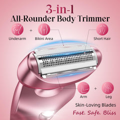 Rategist electric bikini trimmer IPX7 waterproof shell for wet use.
