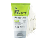 Raw Elements sunscreen tube being applied for quick outdoor protection.