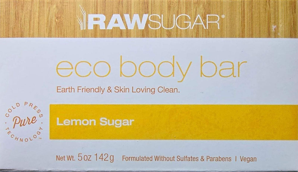 RawSugar Lemon Sugar Eco Body Bar image highlights a hydrating soap bar for dry and sensitive skin.
