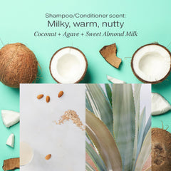 RAW SUGAR ingredients sweet almond milk - soothing conditioning and softness for dry hair.