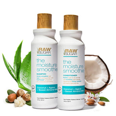 RAW SUGAR Moisture Smoothie shampoo bottle - hydrating formula for dry, frizz-prone hair.