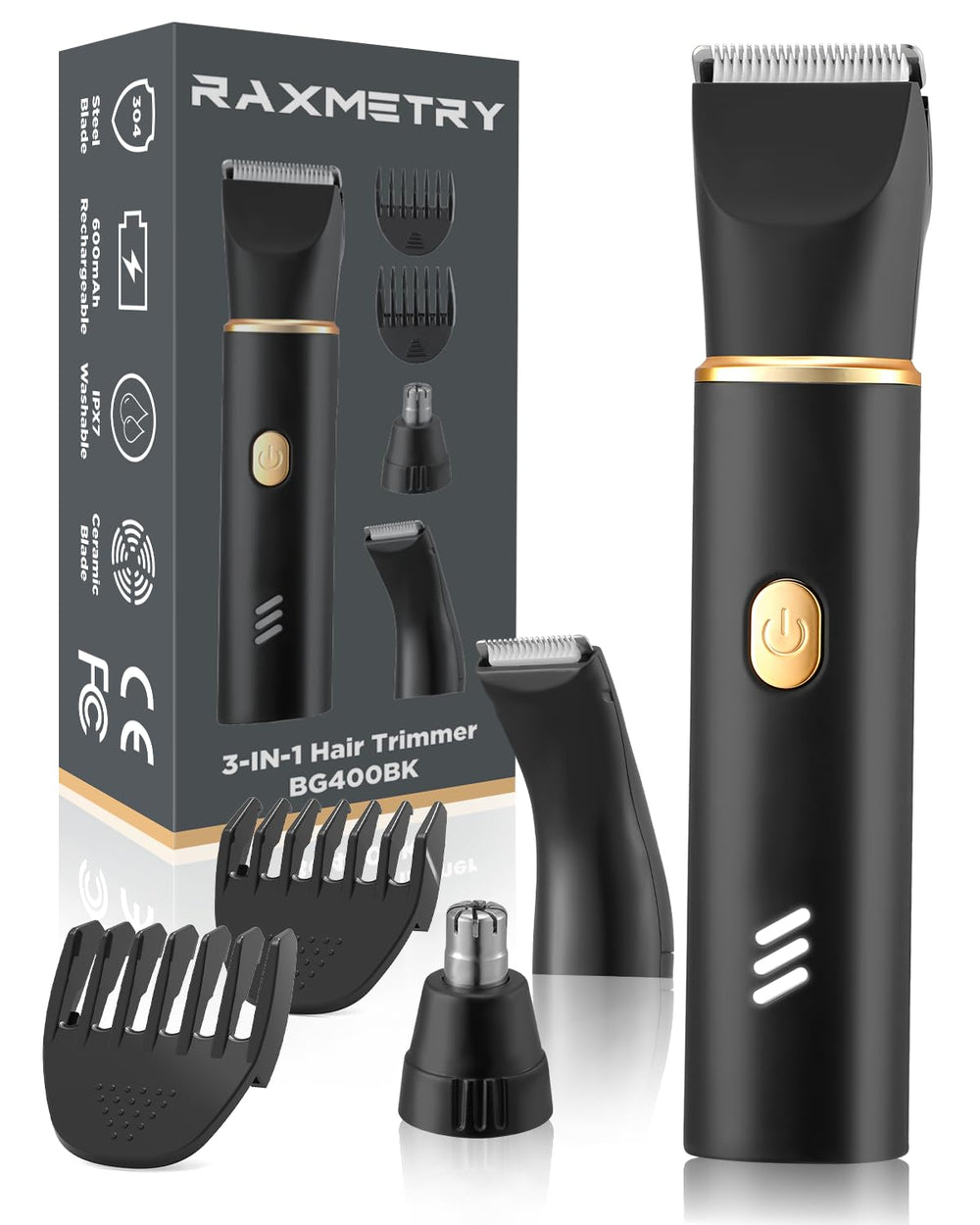 RAXMETRY Manscape body trimmer front view highlights compact design for precise grooming anywhere.