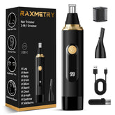 RAXMETRY nose hair trimmer with dual-heads for versatile grooming.