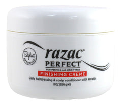Razac Perfect For Perms Finish Creme applied to damp hair for smooth perm results.