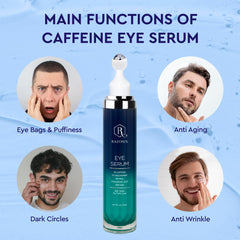 RAZONIX cooling roller on under-eye area suggests refreshing daytime use.
