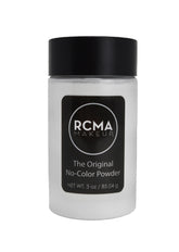 RCMA No-Color Powder open jar shows colorless formula for natural finish