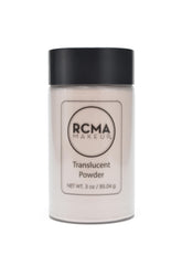 RCMA translucent loose powder jar provides a lightweight matte finish with shine control.