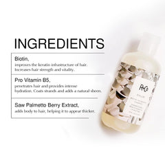 R+Co Dallas conditioner hair gloss closeup demonstrates shine with lightweight moisture.